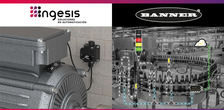 Sensor de vibraciones de Banner Engineering en motor eléctrico para mantenimiento predictivo en industria española