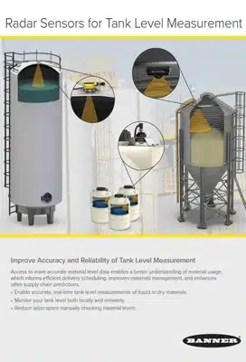 Sensores radar Banner para la medición de nivel en depósitos y tanques
