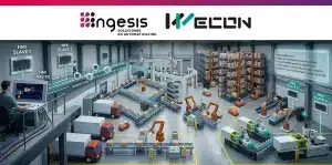 HMI IoT WECON Multilink conectando HMI maestro y HMI esclavos por Ethernet o WiFi en una fábrica automatizada