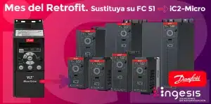 Retrofit Danfoss VLT® Micro Drive FC 51 a iC2-Micro. Imagen de migración para sustituir variadores FC 51 instalados en planta y planificar la modernización antes de una avería o parada no planificada.