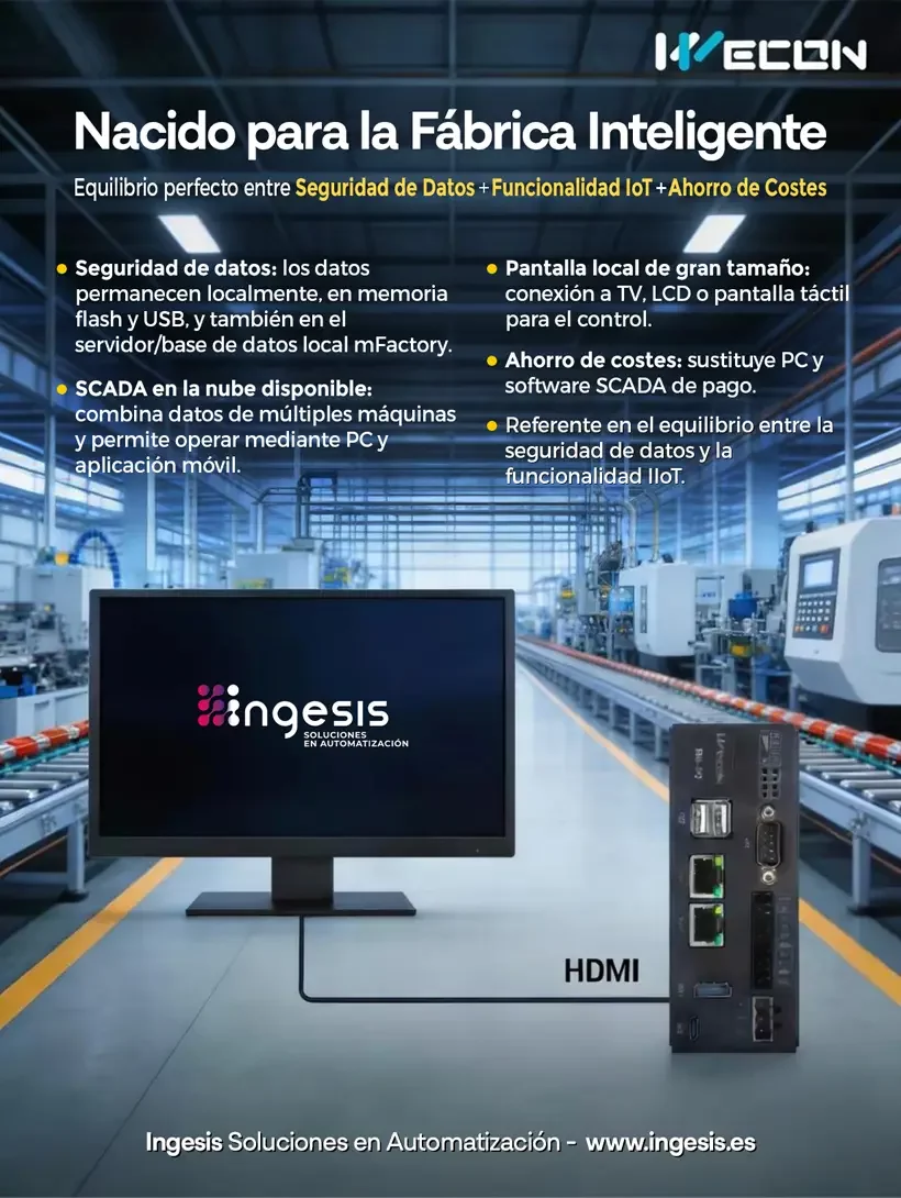 Arquitectura WECON para Fábrica Inteligente con control local seguridad de datos e IIoT