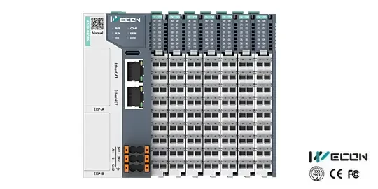 PLC tipo plataforma WECON para automatización industrial en planta