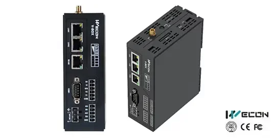 Gateway industrial V-BOX WECON Serie H con conectividad Ethernet y opciones 4G y Wi-Fi